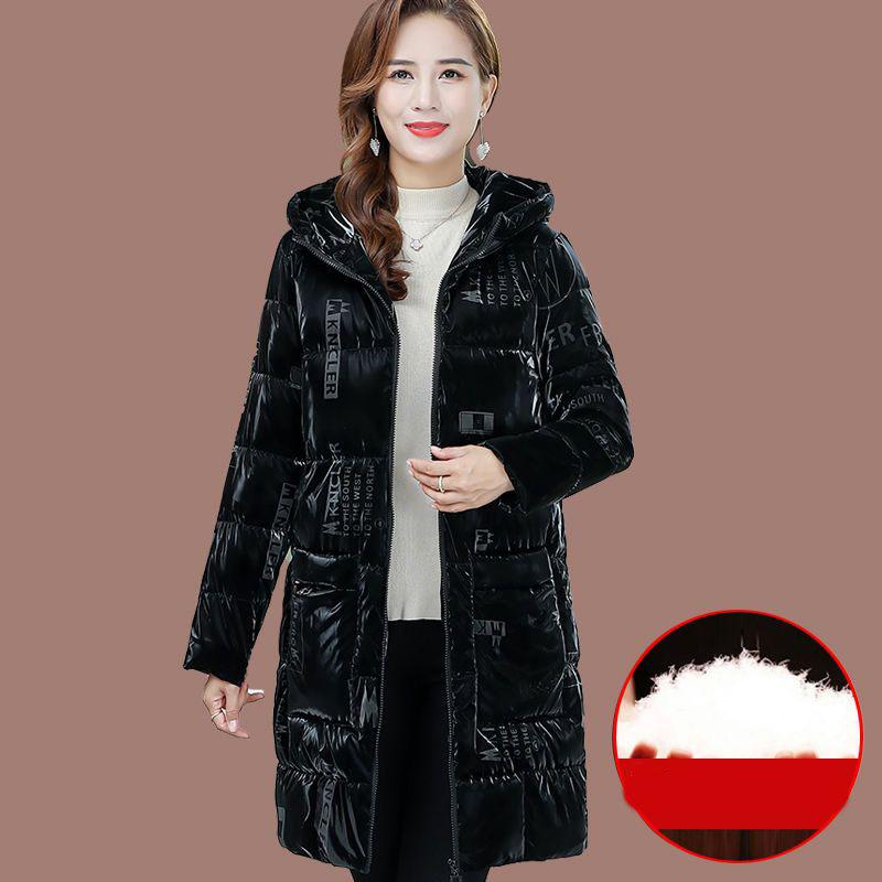 Women Winter Coats Jackets Fashion Down Cotton Bright Clothes Green Print Parkas Mother