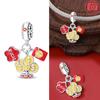 God Of Wealth Lucky Cat Lantern Lion Dance Charms Originalcopper Color Beads Fit Bracelet Diy New Year'S Jewelry Gift