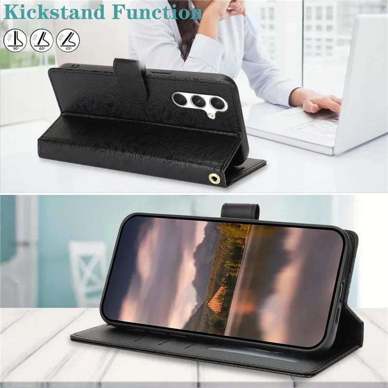 Lanyard Leather Wallet Phone Case for Samsung Galaxy A56 A36 A26 A16 A55 A35 A25 A15 A54 A34 A24 A14 A73 A53 A33 A23 A13 Cover