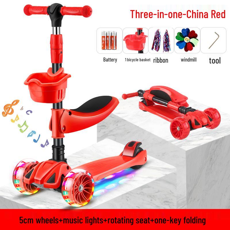 

Складной детский самокат с сиденьем для детей 2-9 лет