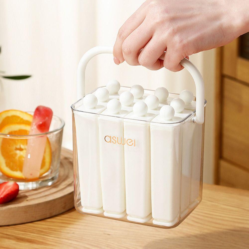 With Lid Old Popsicle Mold Silicone Frozen Ice Cream Molds New Long Bar Ice Tray for Freezer
