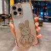 Custodia per telefono sfumata con coniglio 3D di lusso con diamante per Iphone 14pro Max 13 12 11 Pro Max 14 Plus Custodia trasparente per paraurti antiurto