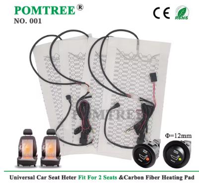 12V Carbon Fiber Car Seat Heater Kit Round Switch Cushion Set Universal Car Seat Heat Pads Winter Warmer Seat Covers