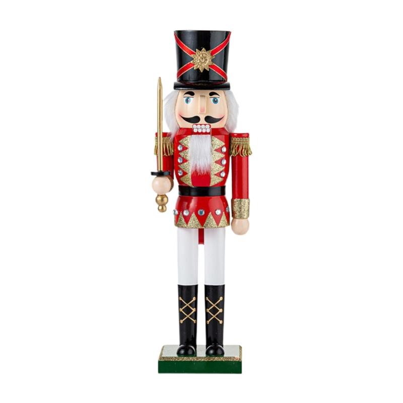 15in Bearer Wooden Christmas Nutcracker King Soldier Figurine Toy Ornaments X3UC