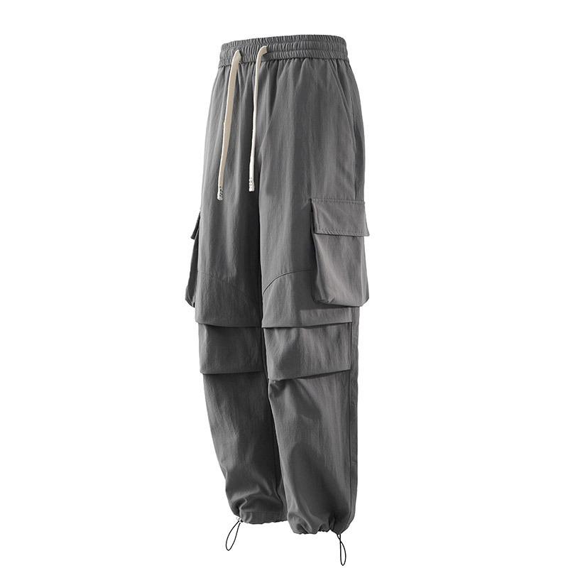 Men's Spring and Autumn Outdoor Pants Men's and Women's Waterproof Hiking Camping Mountaineering Drawstring Loose Tooling Casual Pants