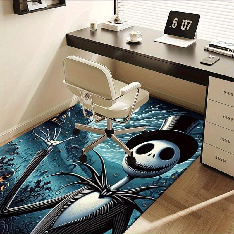 Office Rug Jack Skellington, Halloween Town Theme 3D Printed Anti-Slip Rug-Machine Washable for Living Room