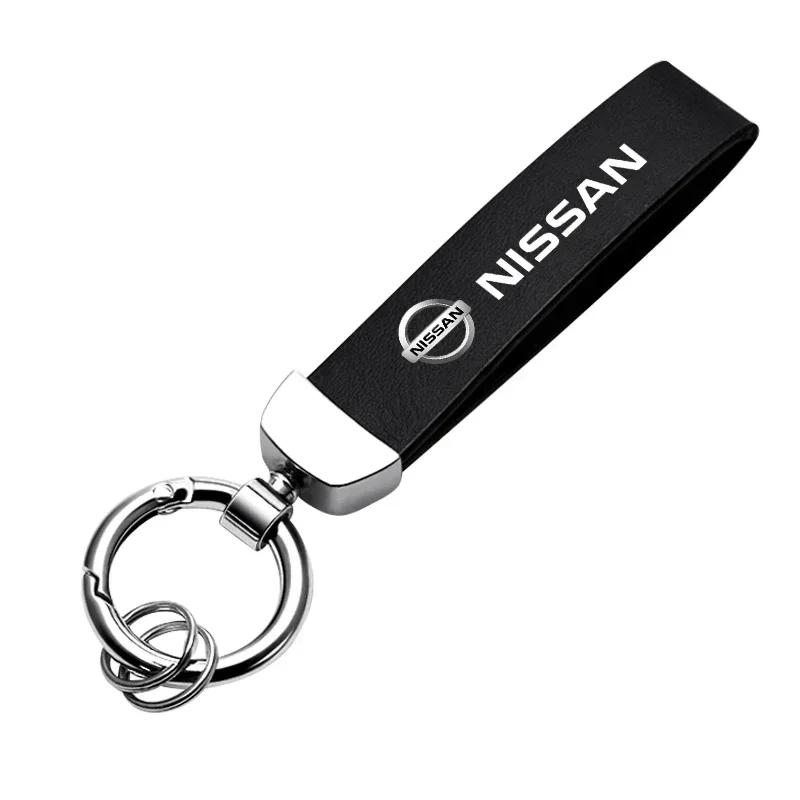 

Car Leather Car Logo Metal Keychain Ring Pendant For Nissan X-trail Qashqai Note Juke Sentra Patrol Navara Micra Leaf Almera