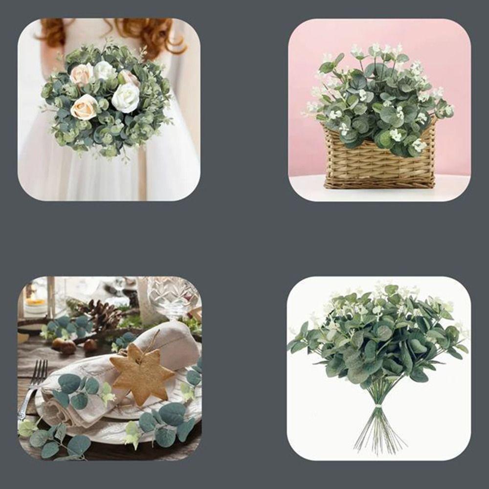 20Pcs Decoration Fake Eucalyptus Plants Bendable Silk Eucalyptus Leaf  Living Room Decoration