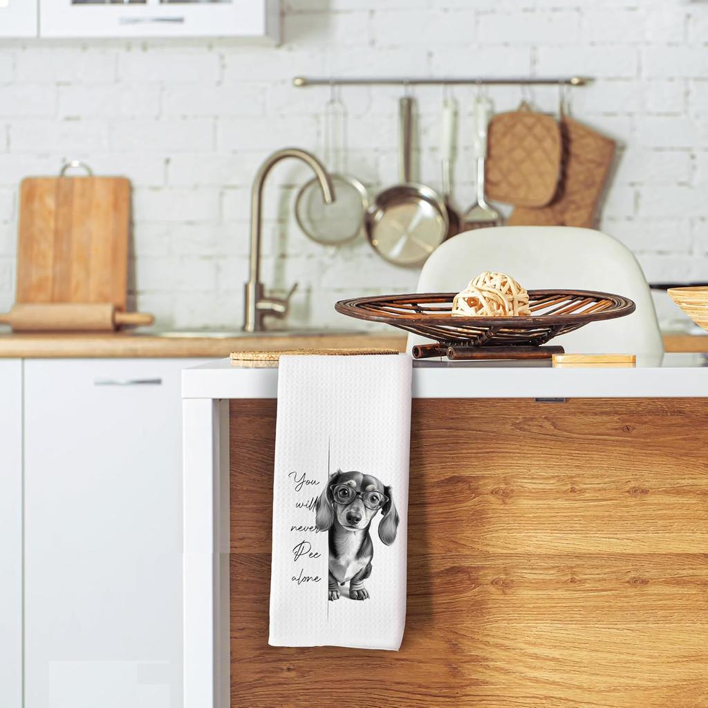 Dachshund Kitchen Towels for Bathroom Decor,Dachshund Gifts for Women,Black and White Dog Decorative Hand Towels for Washroom Restroom,16x24 Inch