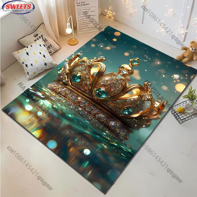 Luxurious Crown-Inspired Decorative mat carpet for home sofa bedroom, gift rug for family