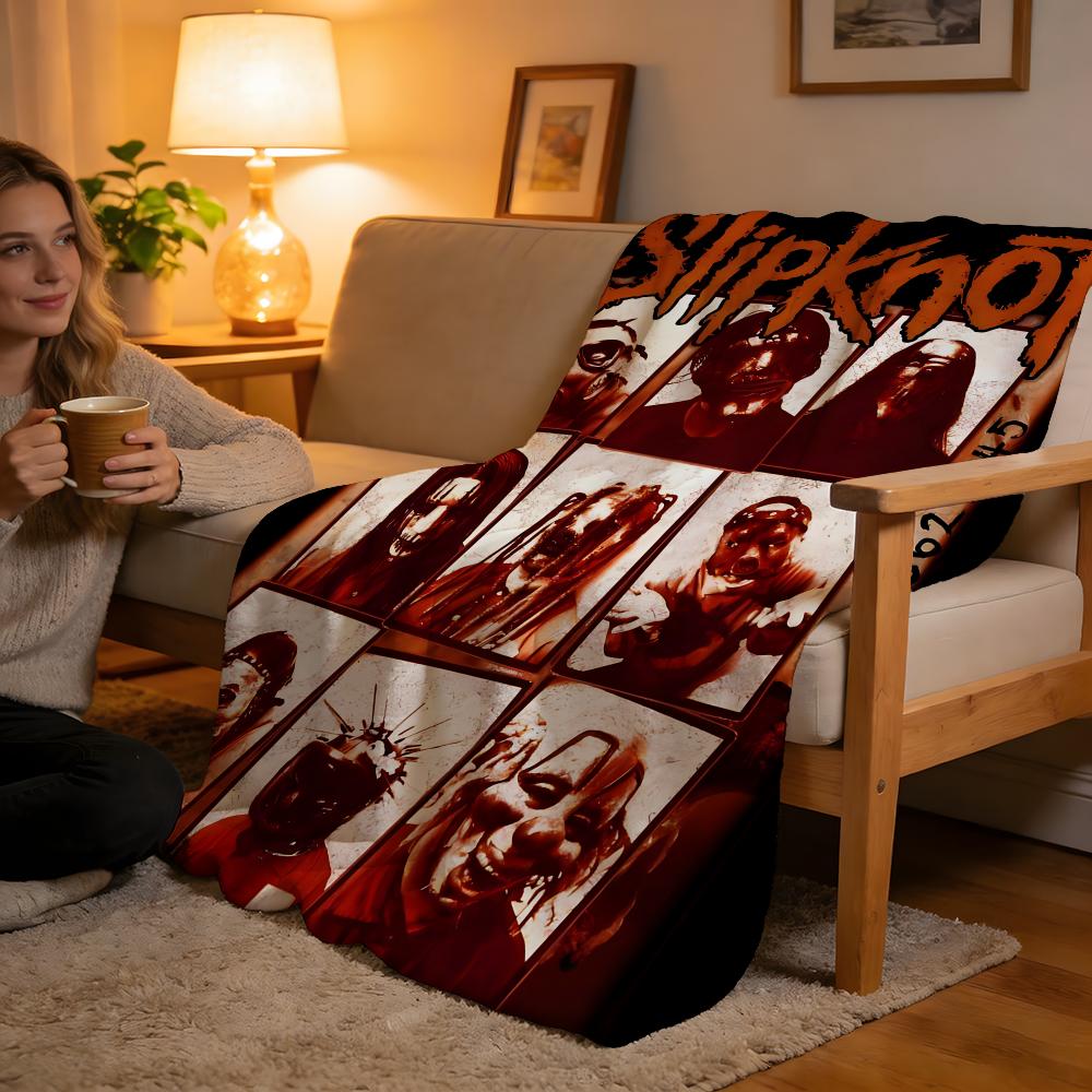 

Throw High-Density Short Plush Blanket For Sofa Nap Air-Conditioned Room Soft Skin-Friendly Rock Slipknot Band 75x90cm