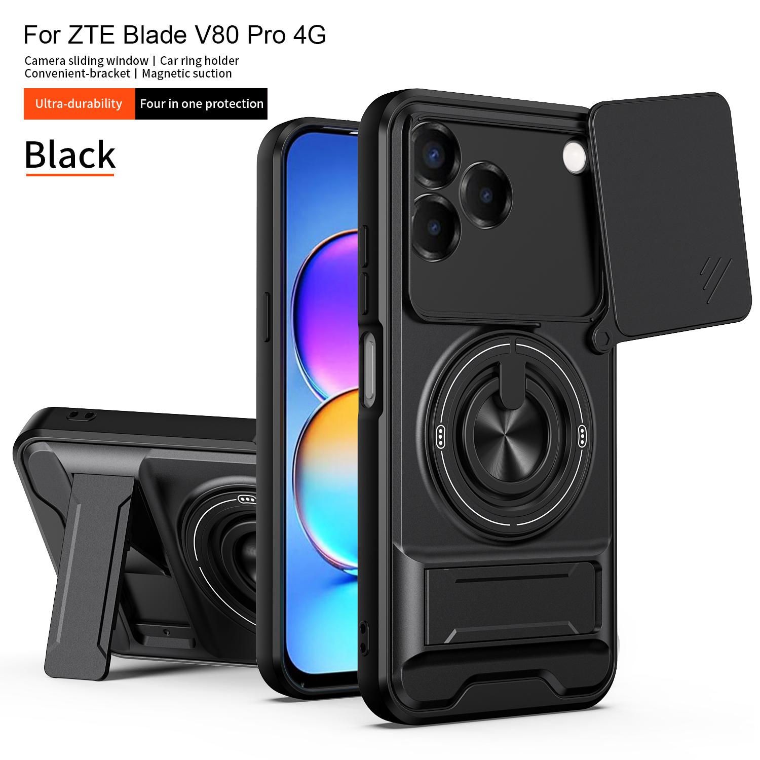 

Slide Camera Cover Compatible for ZTE Blade V80 Pro 4G Case With Built-in Ring Stand and Folding Stand for ZTE Blade V80 Pro 4G чёрный