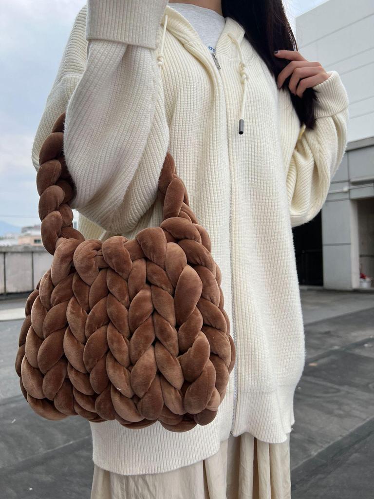 Xiaohongshu Velvet DIY Handmade Woven Crystal Yarn Handheld Messenger Bag