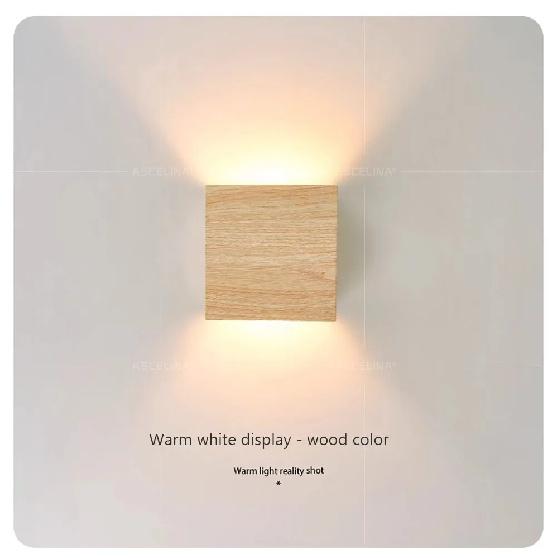 Nordic Wall Lamp Led Up Down Warm Light For Living Room Bedroom Aisle Wall Decor Wood/Walnut Corridor Sconce Decorative Fixture