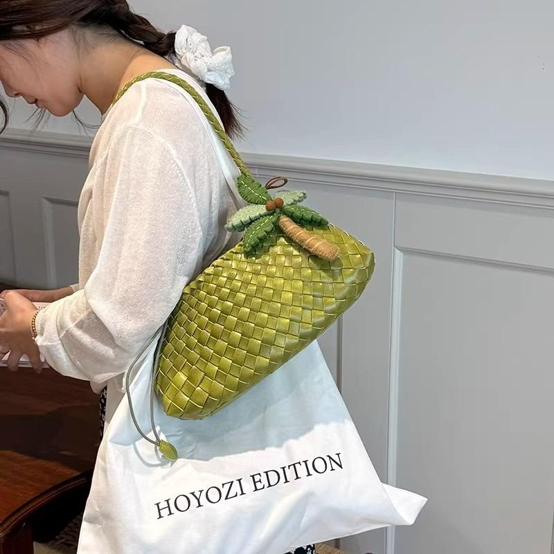 Borsa a tracolla coreana vera tessuta a mano da donna, nuova, versatile, portatile, a spalla, con lettere, borsa a mano, borsa da donna