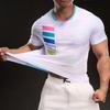 Round Neck Breathable Fashion Casual Short-sleeved T-shirt Fashionable Sports Slim Elastic Fitness Outdoor T-shirt Men