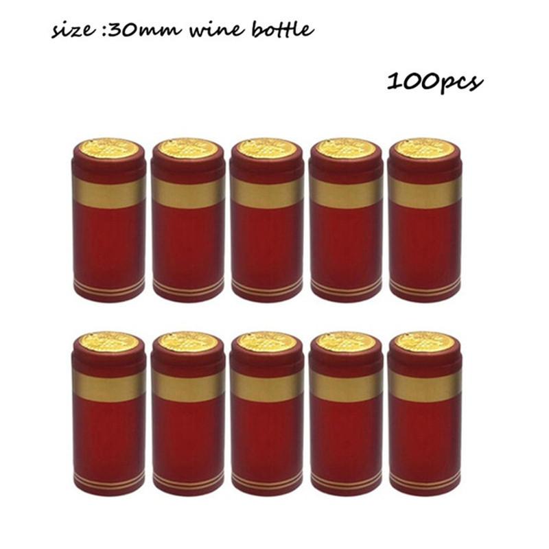 100 Pcs Natural Wine Bottle Corks and Seals Heat Shrink Capsules with Tear Tab for Straight Mouth Wine Bottles Cap