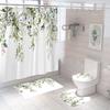 Green Leaves Shower Curtain Sets Spring Rural Plant Flower Bathroom Curtains Non-Slip Toilet Lid Cover Rug Baths Mats Home Decor