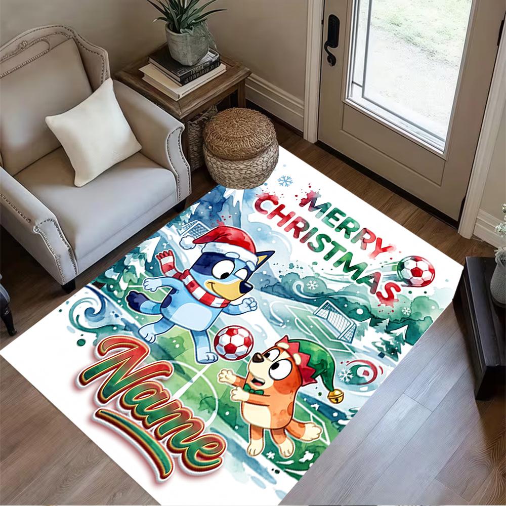Christmas Football Fun Personalized Name Floor Rug Office Rug Design for Dormitory Balcony Entryway Dining Room Antislip Carpet Decorate Offices