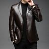 Leather Jacket Men's Autumn and Winter New Men's Clothing Soft Leather Suit Collar Leather Jacket Men's Two-button Casual Leather Suit
