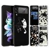 Hard PC Phone Case For Samsung Galaxy Z Flip 7 6 5 4 Black Cover For Galaxy Z Flip 3 Foldable Shockproof Cartoon Cat Fundas Bags