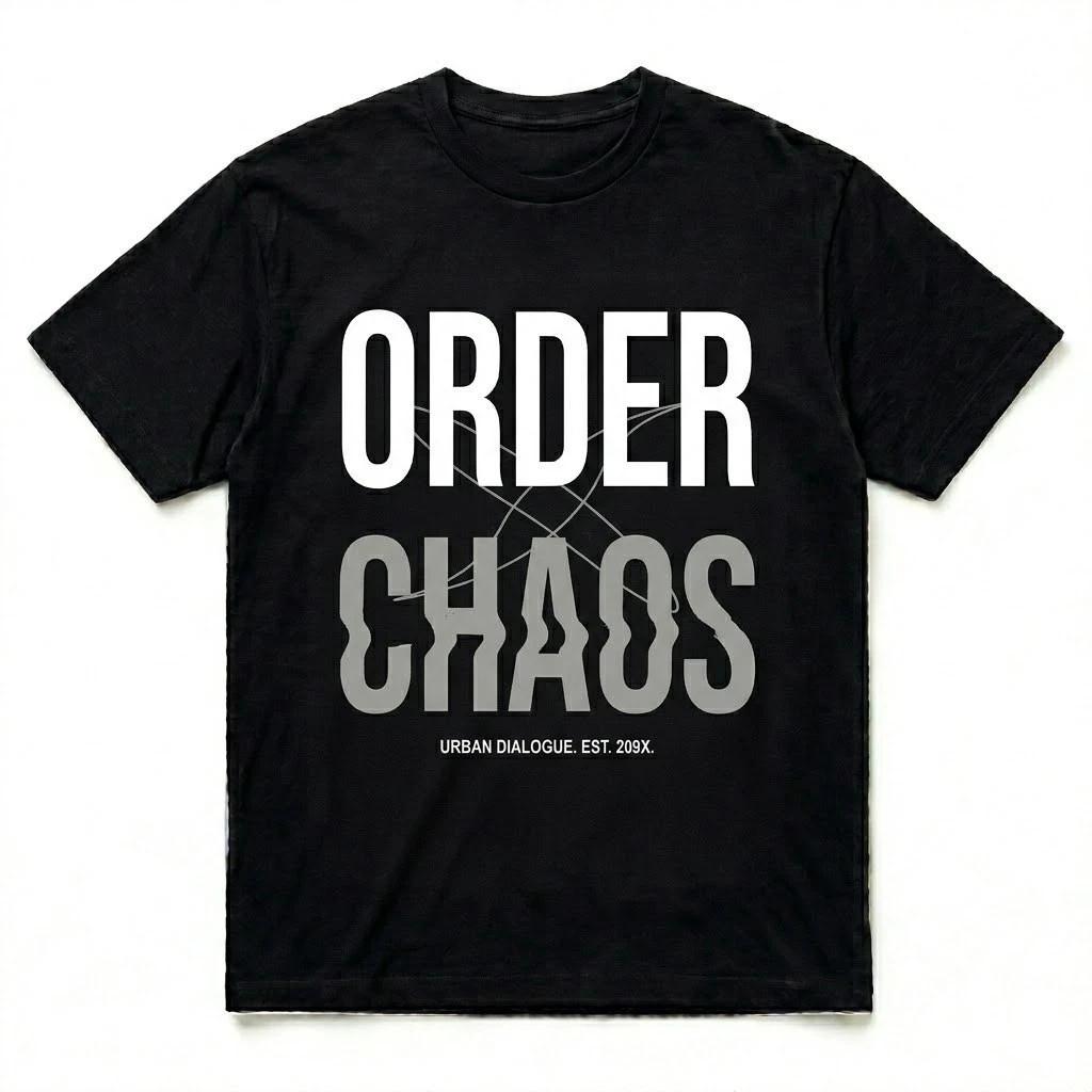 Order Chaos Urban Streetwear Graphic T-Shirt - Edgy Minimalist Aesthetic Tee S