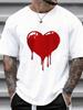 Biała Koszulka Unisex z Designem Heart Drip Streetwear Moda Graficzna Koszulka Casualowa Letnia