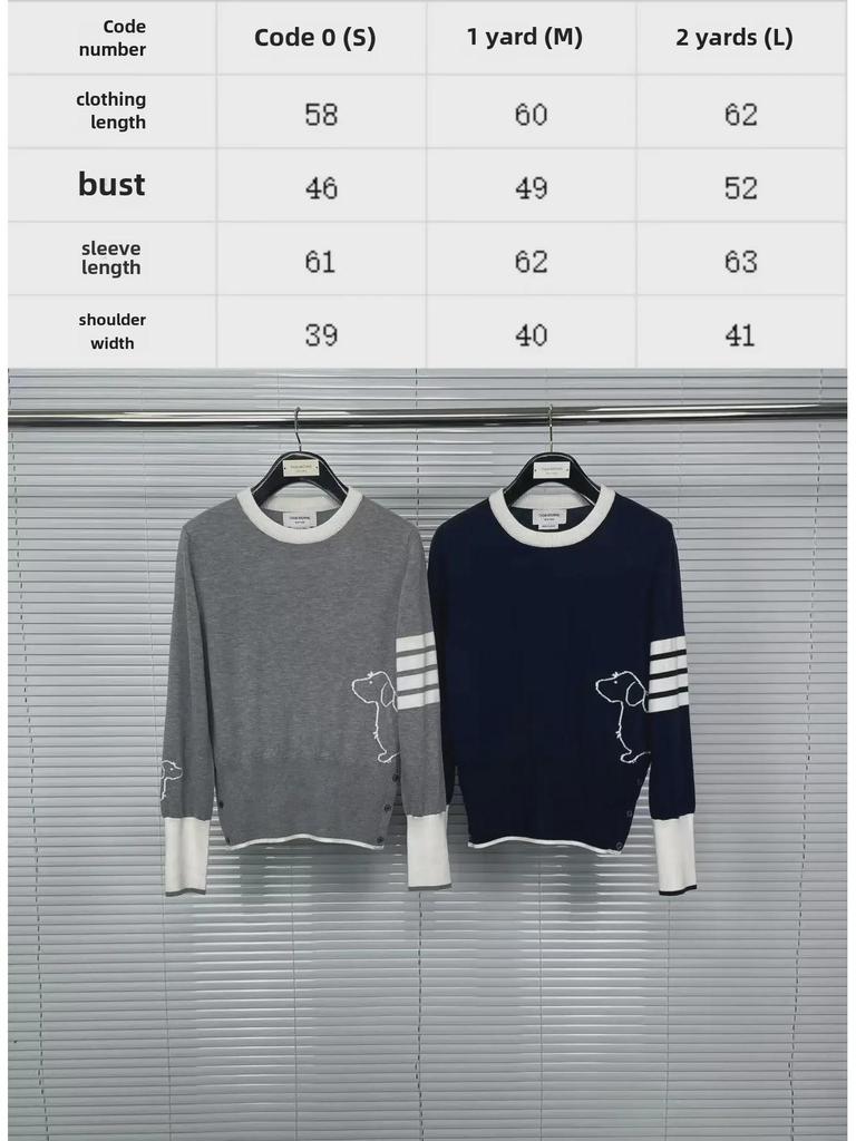 Classic Four-Bar Women's Puppy Jacquard Sweater - College Style, Long-Sleeved, Round Neck, Warm Bottoming Shirt
