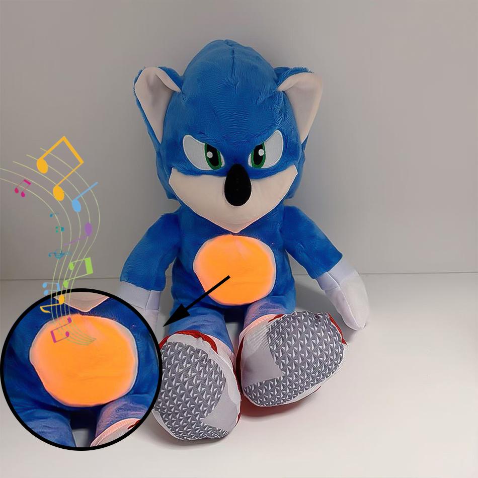 

45cm Hedgehog Plush Doll Breath Child Peluche Soothes Toy Anime Baby Music Light Sleep Toys Kids Holiday Gifts SONIC the Cuddly Stuffed Fluffy