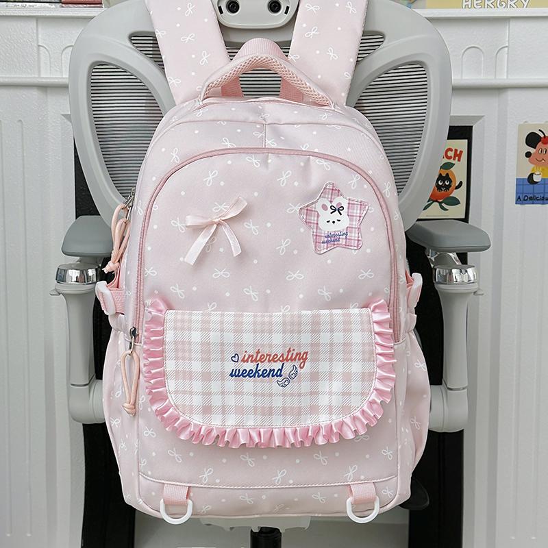 Junior School Schoolbag Women's Check Large Capacity Backpack