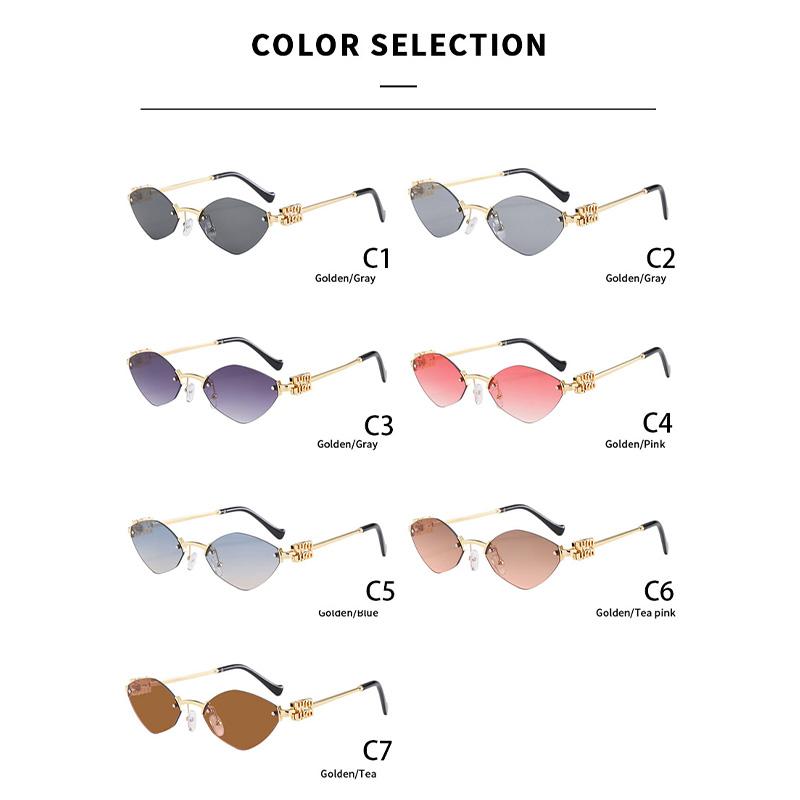 Gradient Rimless Cat Eye Metal Sunglasses Women Men High Quality Luxury Brand Sun Glasses Simple Leisure Lady Man Glasses UV400