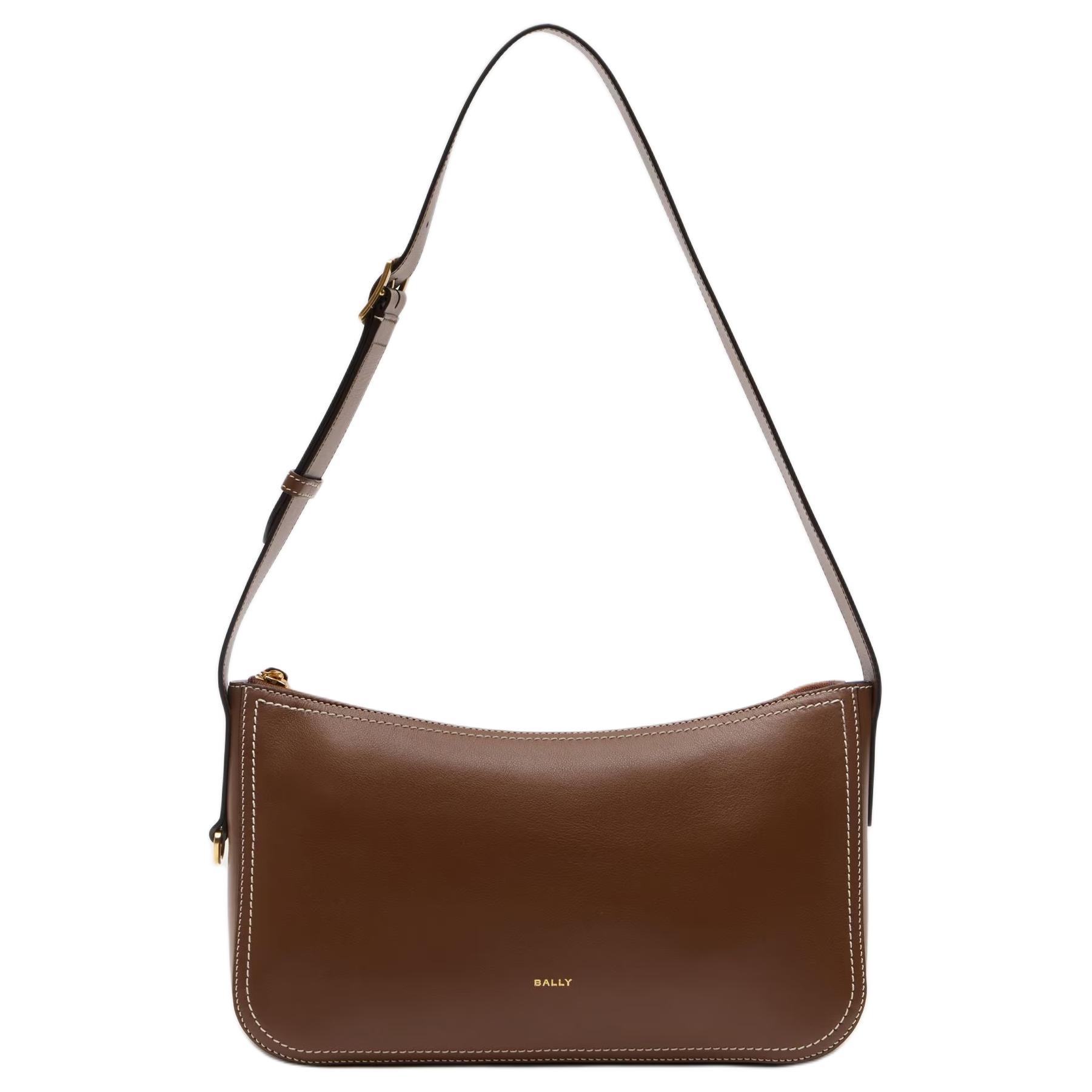 

Bally Logo Gold Foil Leather Shoulder Bag Women Shoulder Bag Brown 6312069 Basic Set (Bag+Dust Bag)