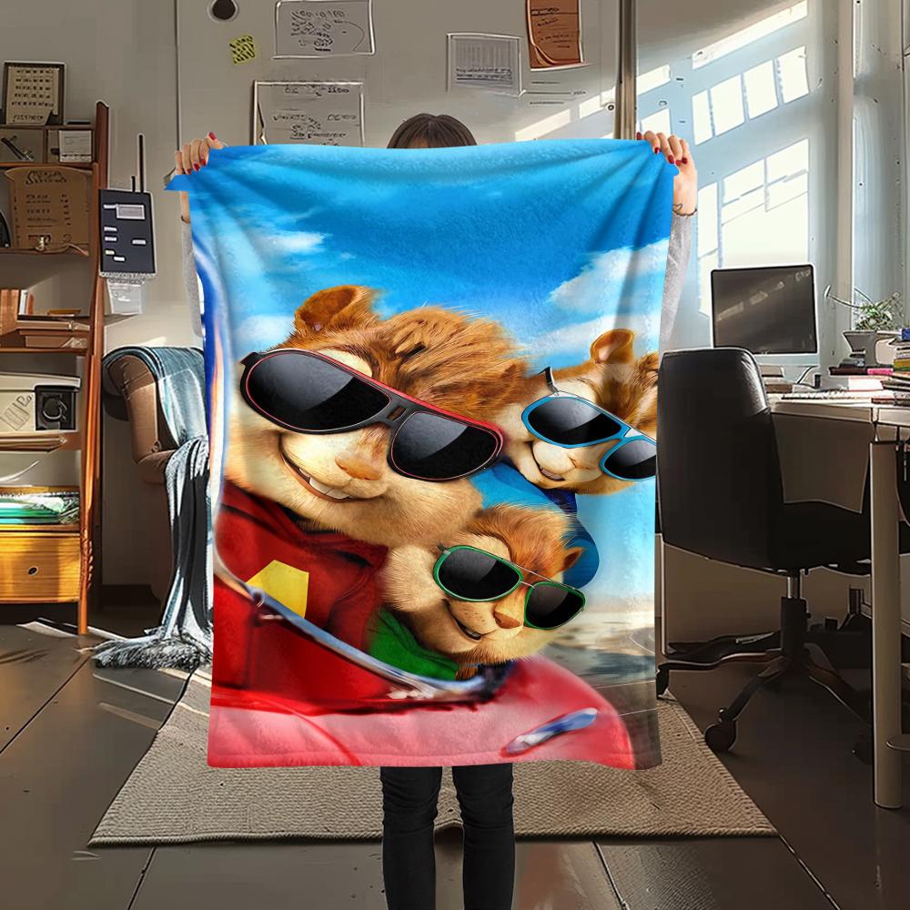 1pz Coperta in Flanella con Stampa di Alvin & The Chipmunks, Alta qualità per Tutte le Stagioni, Decorazione per la Casa, Calore e Comfort, Perfetta per Regali di Natale