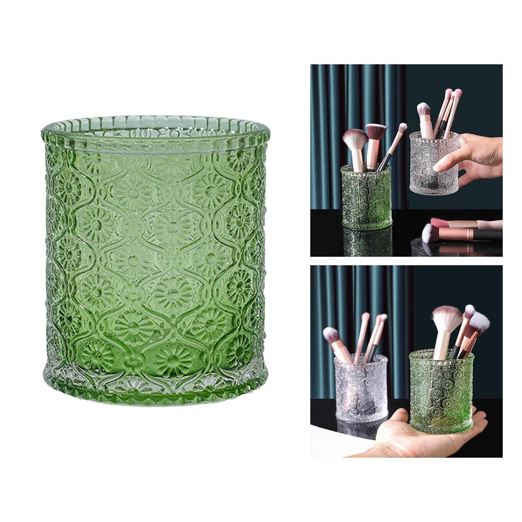 Makeup Brushes Storage Holder Cosmetic Box for Countertop Home Table Green