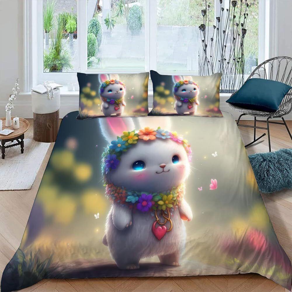 3D Tiger Rabbit Snake Pig Snail Unicorn Chick Fish Doona Duvet Quilt Cover Set
