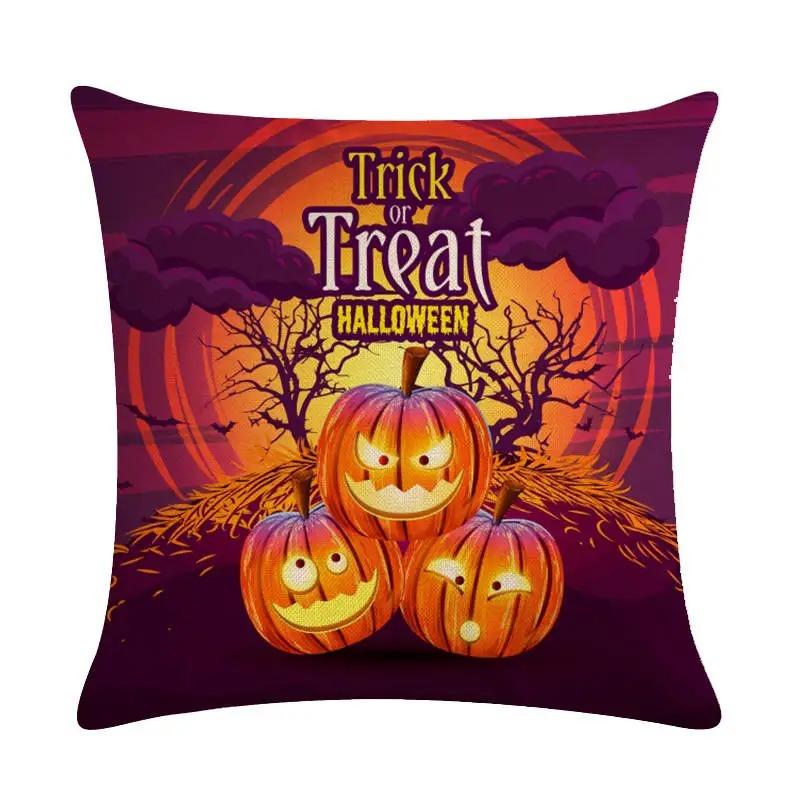 Happy Halloween Decorative Pillowcase Pumpkin Cat Witch Printed Pillowcase Suitable for Home Living Room Sofa Room Decoration