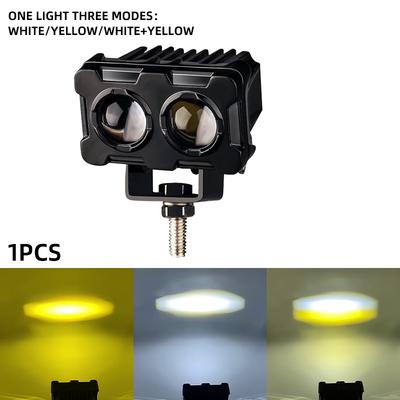 1/2PCS Motorcycle Headlights Dual Color 2 Lens Spotlight Super Bright High Low Beam Scooter Motorbike Driving Light Fog Lamp