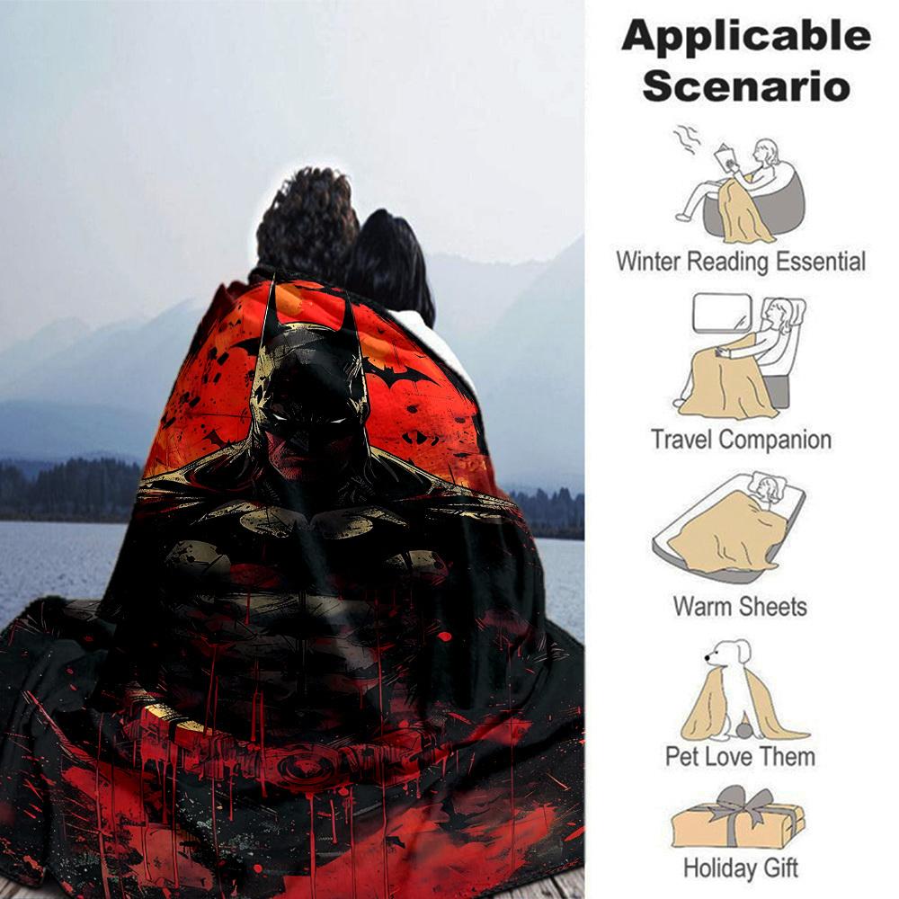 1pc Batman Blood Flannel Blanket Soft Warm Throw for Home, Office, Travel, All-Season Cozy Bedding GiftL1196