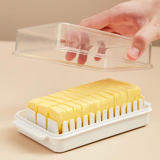 Butter Keeper Butter Stick Holder with Transparent Lid Butter Dish for Refrigerator BPA-Free Butter Storage Rack for Cheese Margarine