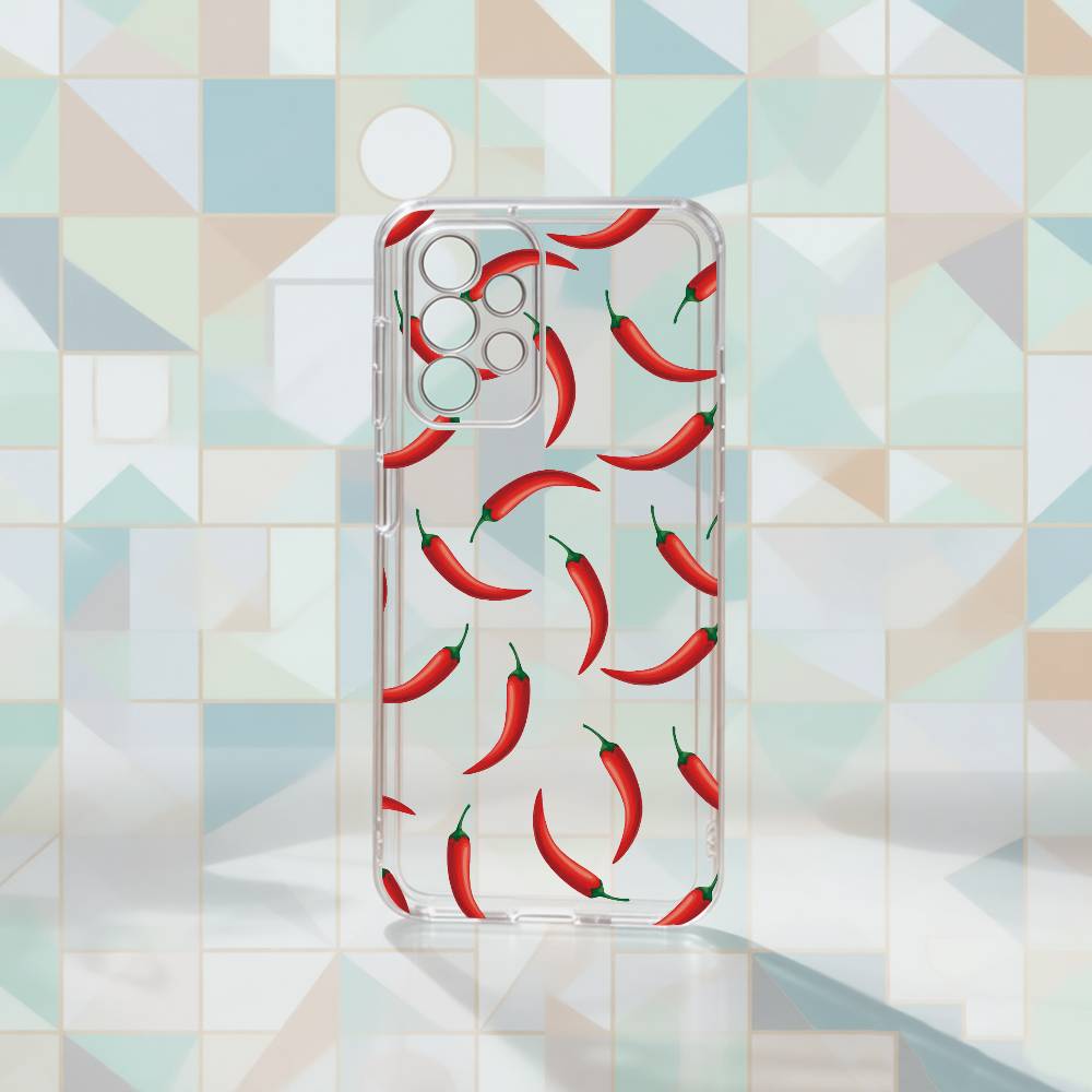 

Chili Red Phone Case For Samsung S25,S24,S21,S22,S23,S30,Ultra,S20,Plus,Fe Transparent Cover Samsung S205G