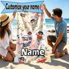 Custom Name Personalized Crayon Shin Print Beach Towel, for Trip Camping Beach Party Home Decor, Birthday Gift for Family & Friends