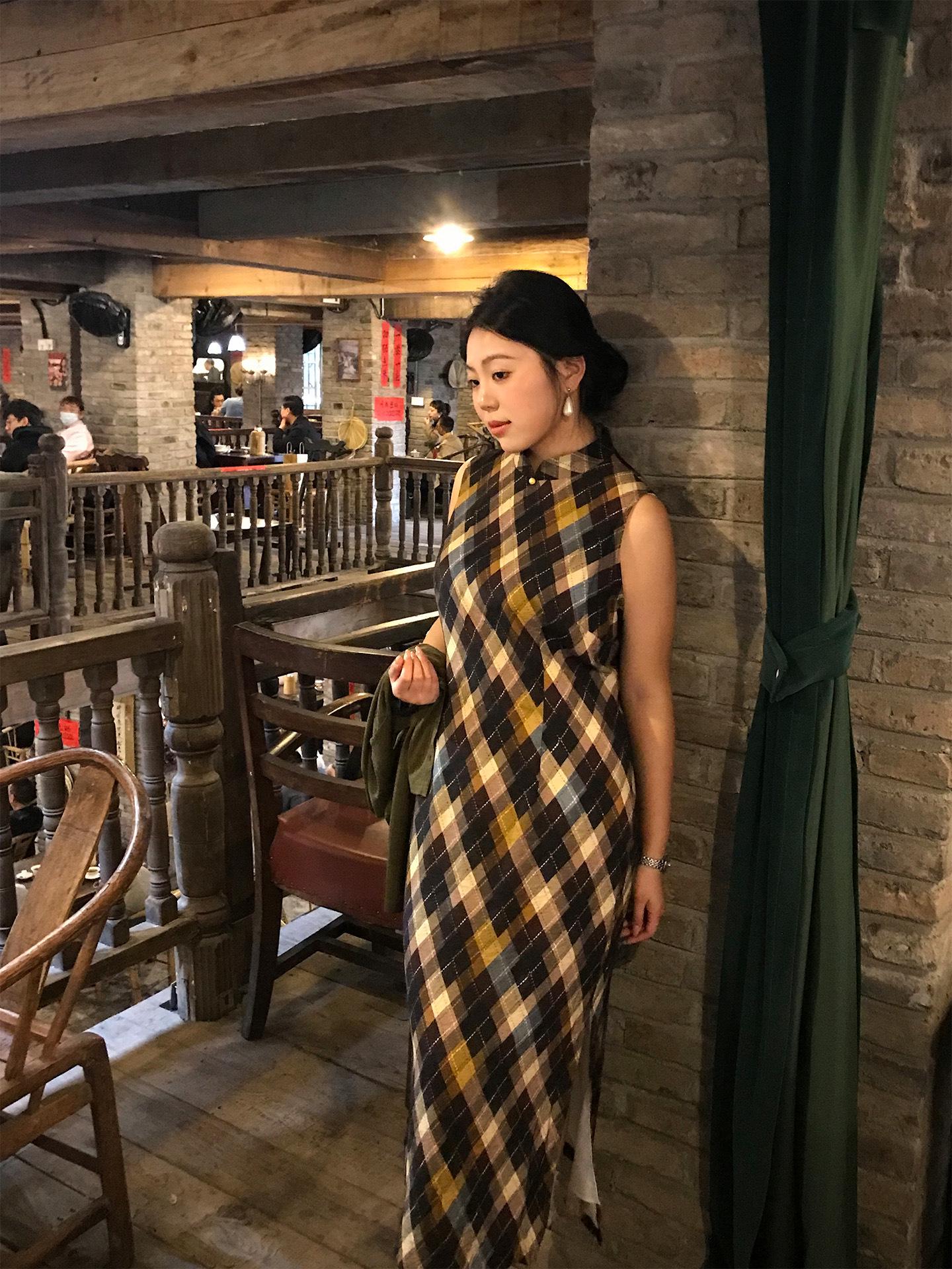 

Retro Plaid Knit Cardigan & Camisole Dress Plus Size Set - 2026 Summer Collection 4XL (91-95 kg) оливковий колір