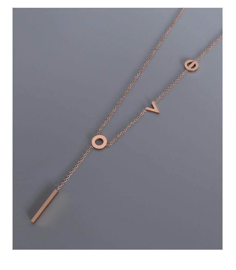 Korean 18K Gold Plated Titanium Love Pendant Necklace for Women - P025