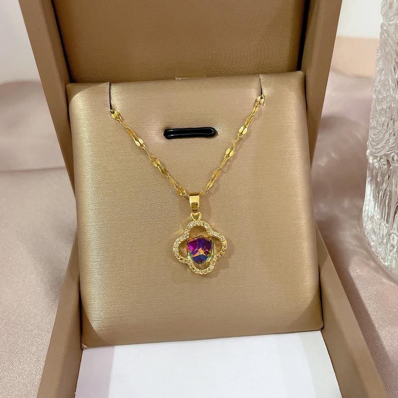 Douyin Same Four-Leaf Flower Necklace Female 2021 Korean Version Niche Design High-End Fresh Jewelry