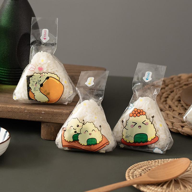50/100Pcs Lovely Cartoon Triangle Rice Ball Packing Bag Seaweed Onigiri Sushi Making Mold Tools Bento Accessories
