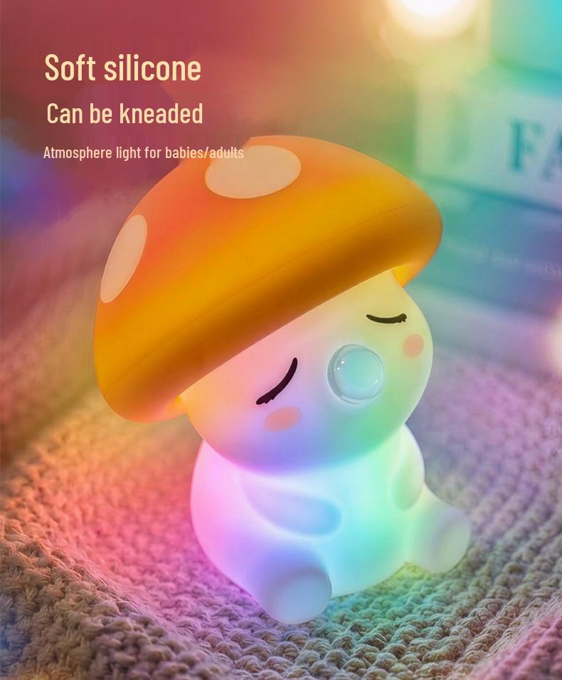 USB Rechargeable Silicone Mushroom Night Light for Kids