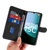 For Xiaomi Redmi 15C 4G (173mm) Wallet Case Leather Phone Cover Stand with Curved Line Design
