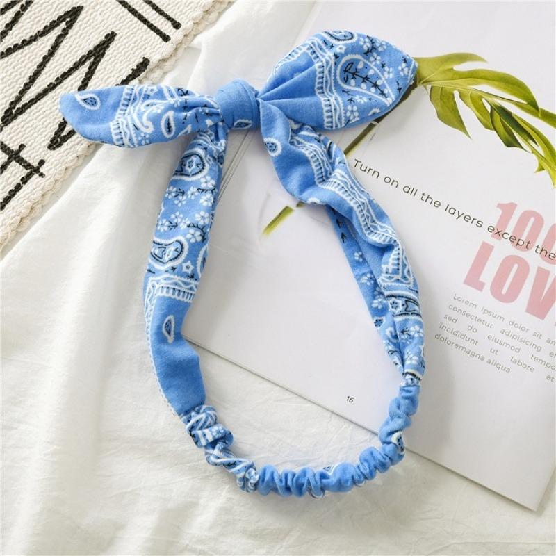 Cotton Fabric Rabbit Ears Hair Band with Steel Wire Knots, Elastic Adjustable Hair Band, Stretchy Headband, Women's Head Accessory