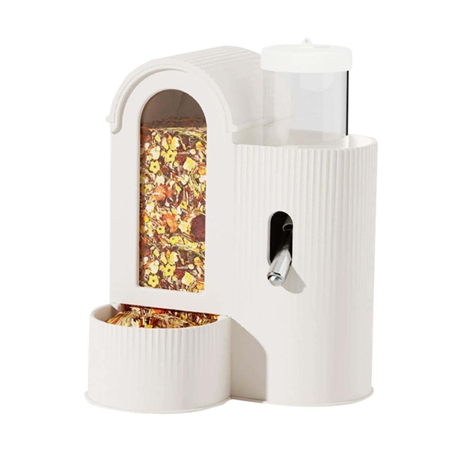 

2-in-1 Automatic Food Bowl with Water Bottle Hamster Feeder And Waterer Small Animal Feeder for Hamster Guinea Pig Rat Cage Home белый