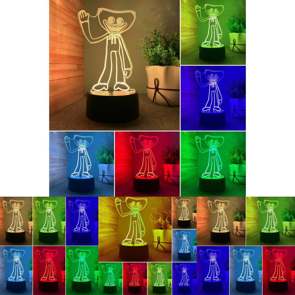 Unique Poppy Playtime Huggy Wuggy Night Light 3d Led Lamp With 7 Colors For Home Decor